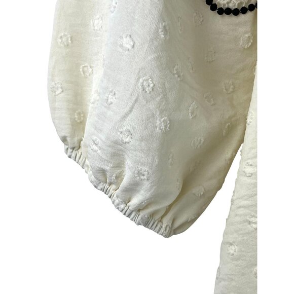 Boho Cottage Adrienne Vittadini Puff Sleeve Lace Button Front Blouse, Women's M - Picture 6 of 8